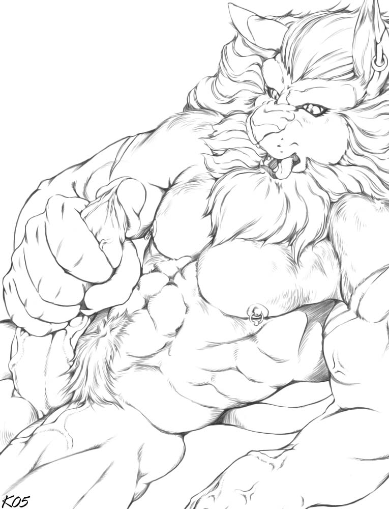 2005 abs anthro balls biceps big_hands big_muscles big_penis claws digimon dilf ear_piercing erection fangs feline karabiner leomon lion looking_pleasured mammal mane masturbation monochrome muscles nipple_piercing nipples nude open_mouth pecs penis piercing plain_background pubes scar solo tongue tongue_out vein veiny_penis white_background