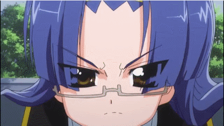 1girl animated animated_gif aresta_blanket blue_hair bouncing_breasts breasts brown_eyes erect_nipples fight_ippatsu!_juuden-chan!! glasses large_breasts