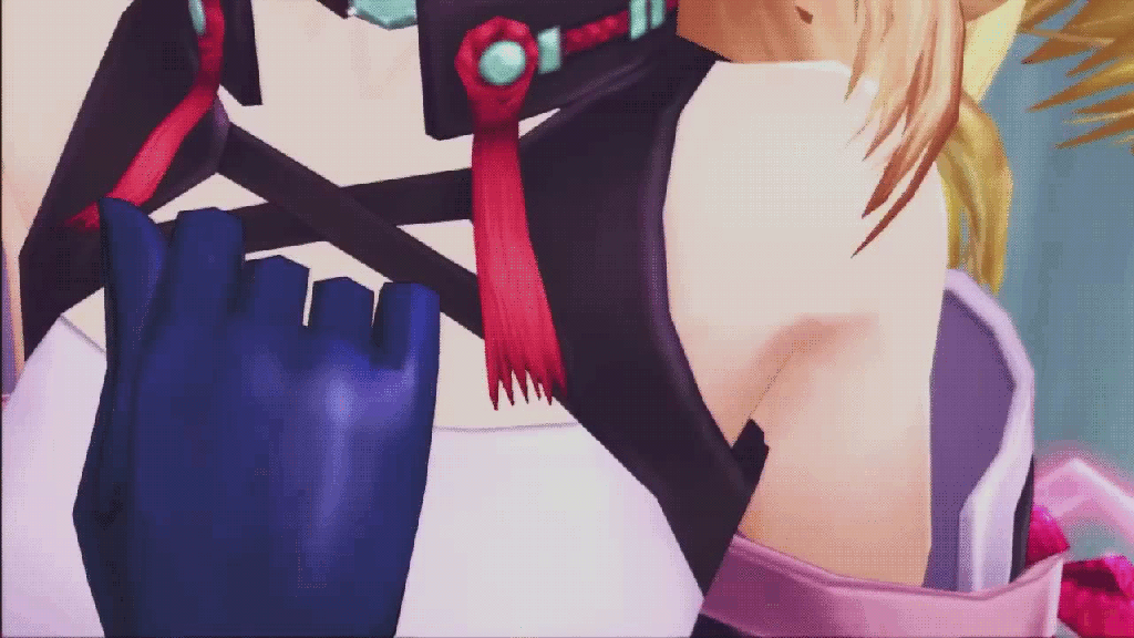 3d animated animated_gif blonde_hair breasts fondle fondling gloves gradient_hair grope groping large_file_size milla_maxwell molest molestation molesting multicolored_hair presa presa_(tales) preza shirt tales_of_(series) tales_of_xillia taut_clothes taut_shirt tubetop