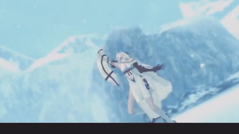 accord_(drag-on_dragoon) android animated animated_gif armor ass bouncing_breasts breast_grab breast_squeeze breasts cleavage covering covering_breasts drag-on_dragoon drag-on_dragoon_3 embarrassed gloves grabbing grope groping hair_ribbon large_file_size midriff navel pov prosthesis purple_eyes reaching ribbon skirt snow twintails white_hair zero_(drag-on_dragoon)