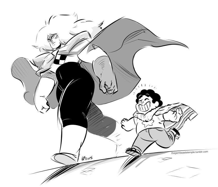 cape clothing duo eyes_closed female gloves human jasper male mammal monochrome steven_quartz_universe steven_universe towel