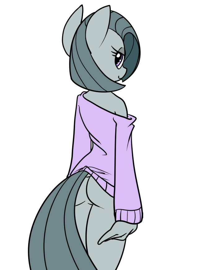 anthro anthrofied butt clothing equine female friendship_is_magic horse inkie_pie_(mlp) looking_back mammal my_little_pony plain_background pony reiduran solo sweater white_background