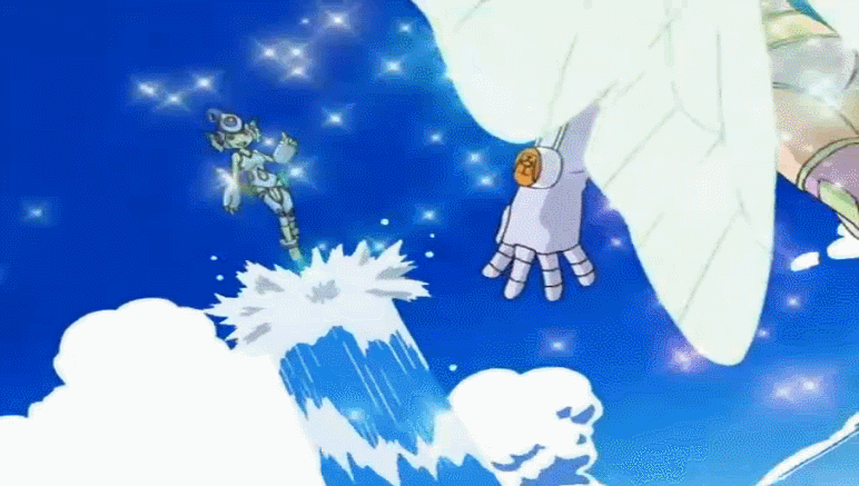 animated animated_gif bare_shoulders boots breasts cleavage cloud clouds digimon digimon_frontier facial_mark fairy fairy_wings fairymon female fighting fish_girl garter_belt gauntlets green_skin gust hair_flip kicking large_breasts lavender_hair legs lingerie long_hair lowres midriff monster_girl multiple_girls ocean open_mouth panties ranamon red_eyes shoulder_pads sky smile swimsuit talking thigh_boots thighhighs underwear visor water wings