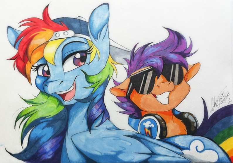 2015 dennybutt duo equine female feral friendship_is_magic mammal my_little_pony pegasus rainbow_dash_(mlp) scootaloo_(mlp) wings