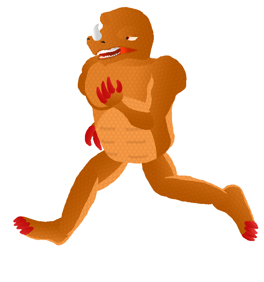 ambiguous_gender animated anthro claws dr._pig_(artist) horn open_mouth orange_skin reptile running scales scalie tongue