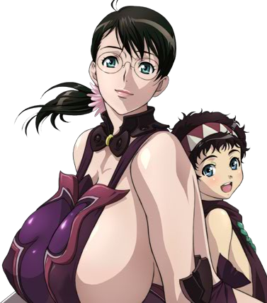 1boy 1girl age_difference breasts cattleya huge_breasts looking_at_viewer lowres mother_and_son no_bra open_mouth queen's_blade queen's_blade rana simple_background smile transparent_background
