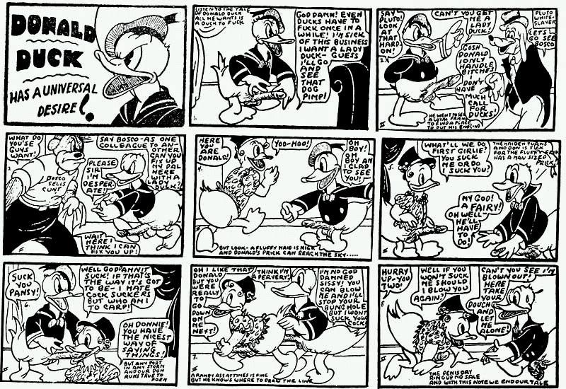 1930s anal avian balls bird blackjack_(artist) bottomless canine clothed clothing comic disney dog donald_duck duck duo english_text half-dressed male male/male mammal older_than_internet oral penis pimp prostitution rhyme text tijuana_bible