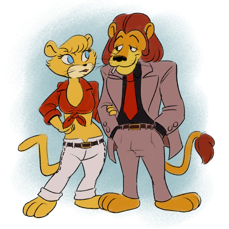 60s carelessdoodler cigarette cosplay couple feline female hey_good_lookin' heyyy_it's_the_king! lion male mammal sheena_the_lioness the_king