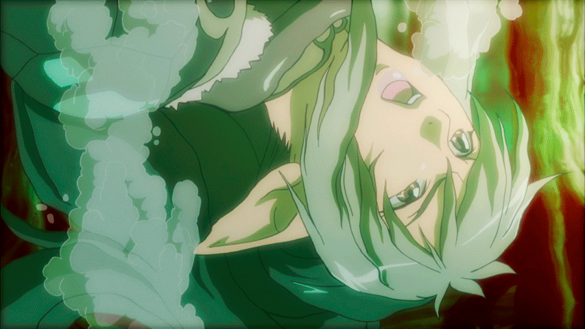 1girl animated animated_gif ass breasts echidna elf female green_hair large_breasts pointy_ears queen's_blade queen's_blade red_eyes solo underwater water