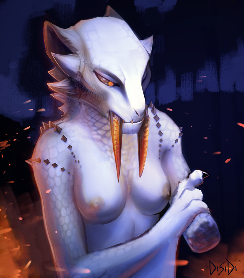 2015 amputee anthro barioth breasts capcom fangs female fire fur gasmask_(artist) monster_hunter nipples nude pseudowyvern solo teeth video_games wyvern
