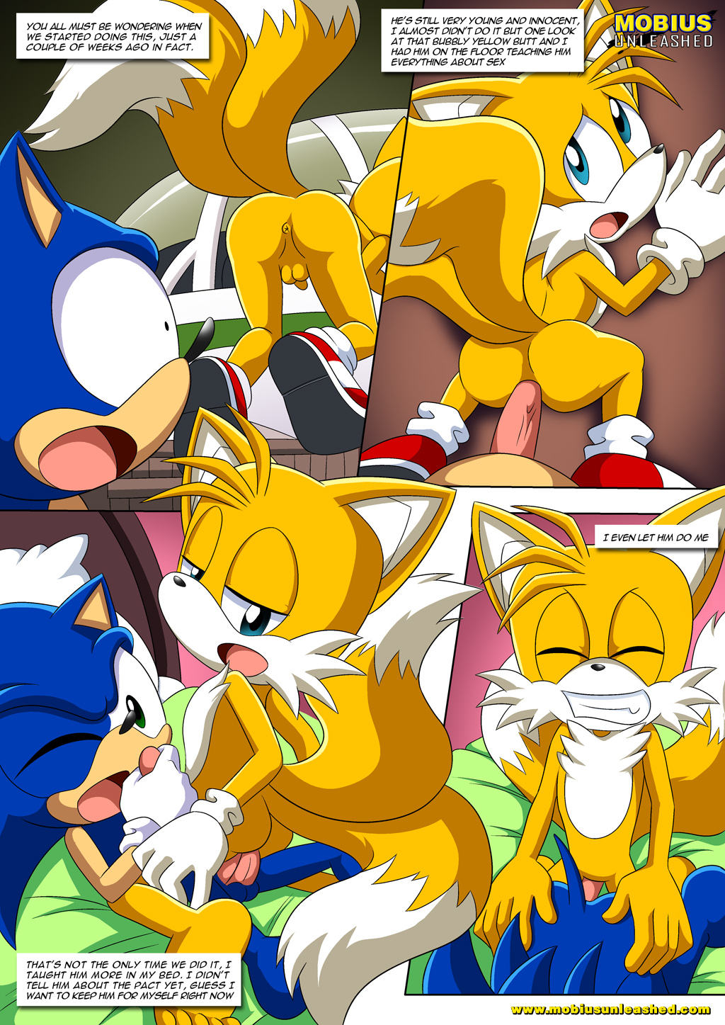 2015 aircraft airplane all_fours anal anthro anus balls bbmbbf bed butt canine comic doggystyle duo english_text erection eyes_closed fox from_behind hedgehog male male/male mammal miles_prower mobius_unleashed nude open_mouth palcomix penetration penis presenting sex sonic_(series) sonic_the_hedgehog text tongue video_games