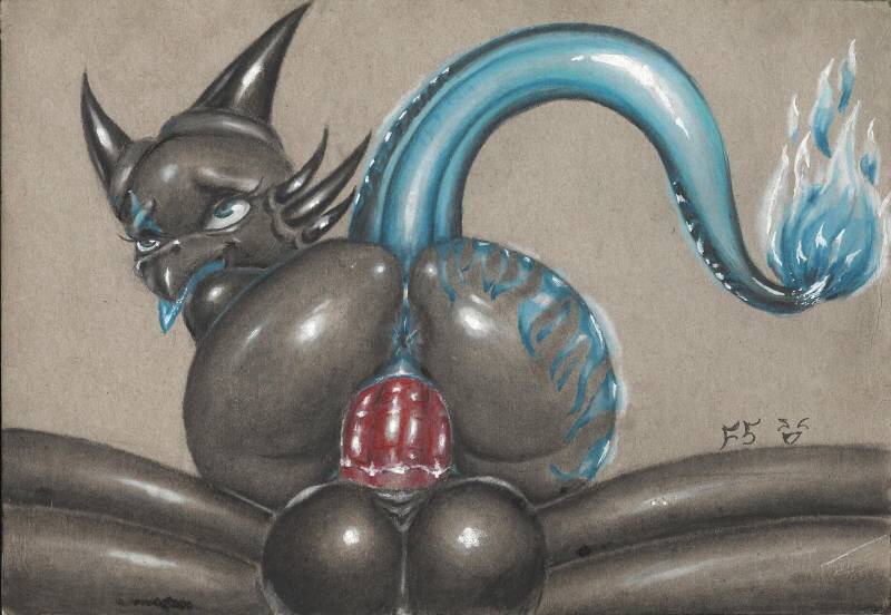 anthro anus balls big_balls butt cowgirl_position dragon female female_on_top femshade fucked_silly horn male male/female on_top penetration penis pussy_juice raised_tail scalie sex solo_focus sonicsfan81 tongue tongue_out traditional_media_(artwork) vaginal vaginal_penetration