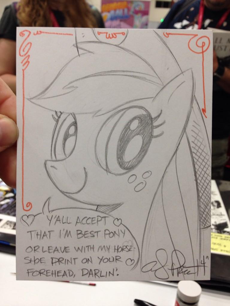 &lt;3 2015 andy_price applejack_(mlp) card dialogue english_text equine female freckles friendship_is_magic hat horse mammal my_little_pony pony portrait solo text threat