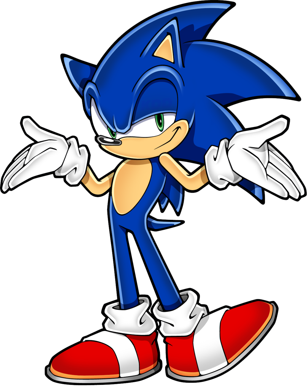 1boy blue_hair furry green_eyes male_focus official_art red_shoes shoes simple_background smug sneakers solo sonic sonic_the_hedgehog tagme white_background