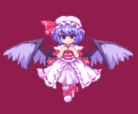 bad_id bad_pixiv_id kou_2008 lowres pixel_art remilia_scarlet simple_background solo touhou wings