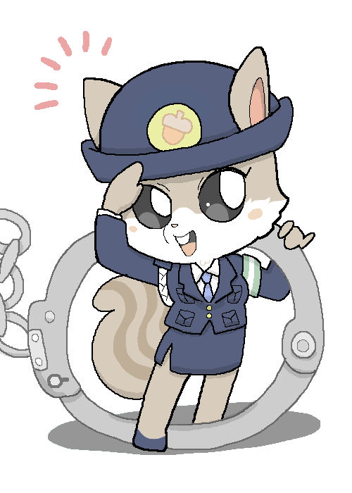 artist_request black_eyes oda_takashi open_mouth police police_uniform squirrel