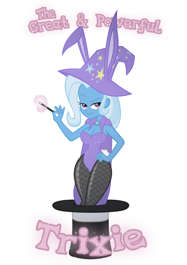 2015 bunny_costume clothing female fingers friendship_is_magic hair hat human humanized lagomorph looking_at_viewer magic mammal my_little_pony purple_eyes trixie_(mlp) wand white_hair wicked-at-heart wizard_hat