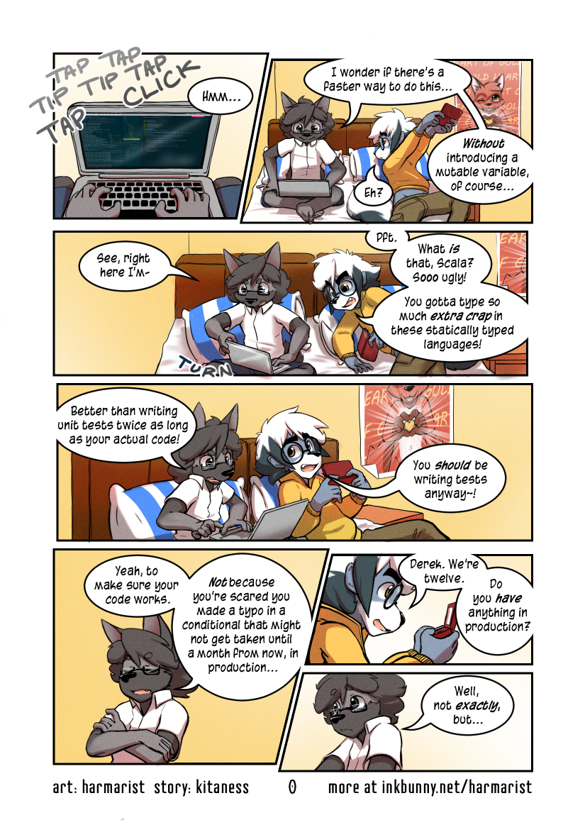 8chan akita anthro bed bedroom brown_eyes canine clothed clothing code comic computer crossed_arms cub derek dialogue dog english_text eyewear fangs fur gaming glasses grey_eyes grey_fur grey_hair hair harmarist kitaness laptop male mammal milo_skunk nate_(8chan) nerd nintendo nintendo_ds nude open_mouth pants pillow playing_videogame poster raccoon reclining shirt shorts sitting skunk sweater text the_mysteries_of_alfred_hedgehog tight_coupling typing video_games white_fur white_hair white_shirt young