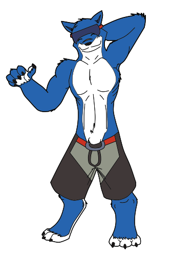 2009 3_toes 5_toes alpha_channel anthro biceps black_nose blue_fur canine claws clothed clothing digimon eyes_closed fur half-dressed machgaogamon male mammal muscular muscular_male muzzel simple_background solo toe_claws toei toes topless transparent_background white_fur wolf