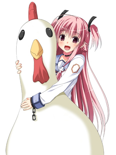 avian bird blush chicken female happy hug open_mouth simple_background tagme unknown_artist what