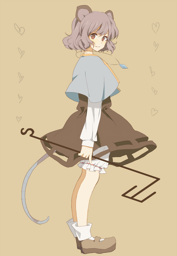 animal_ears bad_id bad_pixiv_id grey_hair jewelry kutsushita_(tokati_r) mouse_ears mouse_tail nazrin pendant red_eyes short_hair solo tail touhou