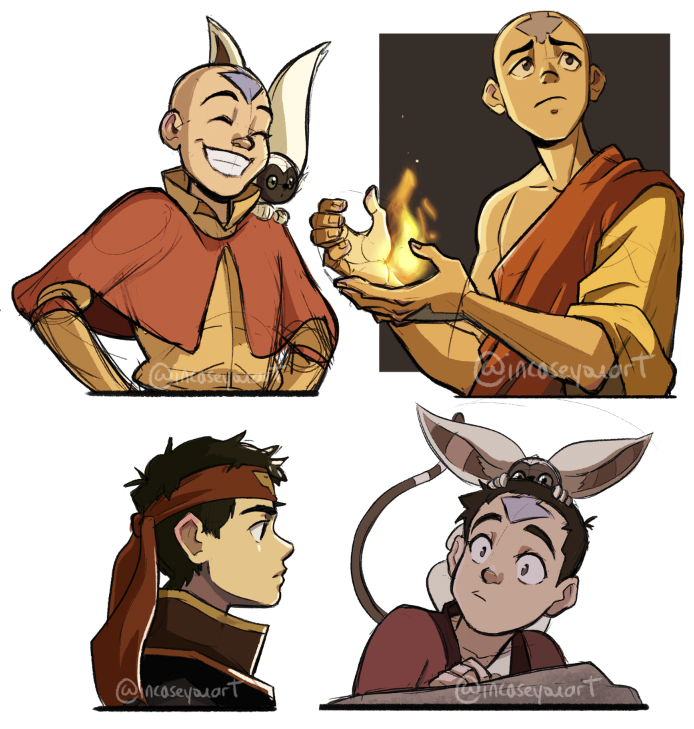 1boy aang animal artist_name avatar:_the_last_airbender avatar_legends bald book commentary english_commentary male_focus momo_(avatar) pet solo tattoo teeth victoria_putinski white_background