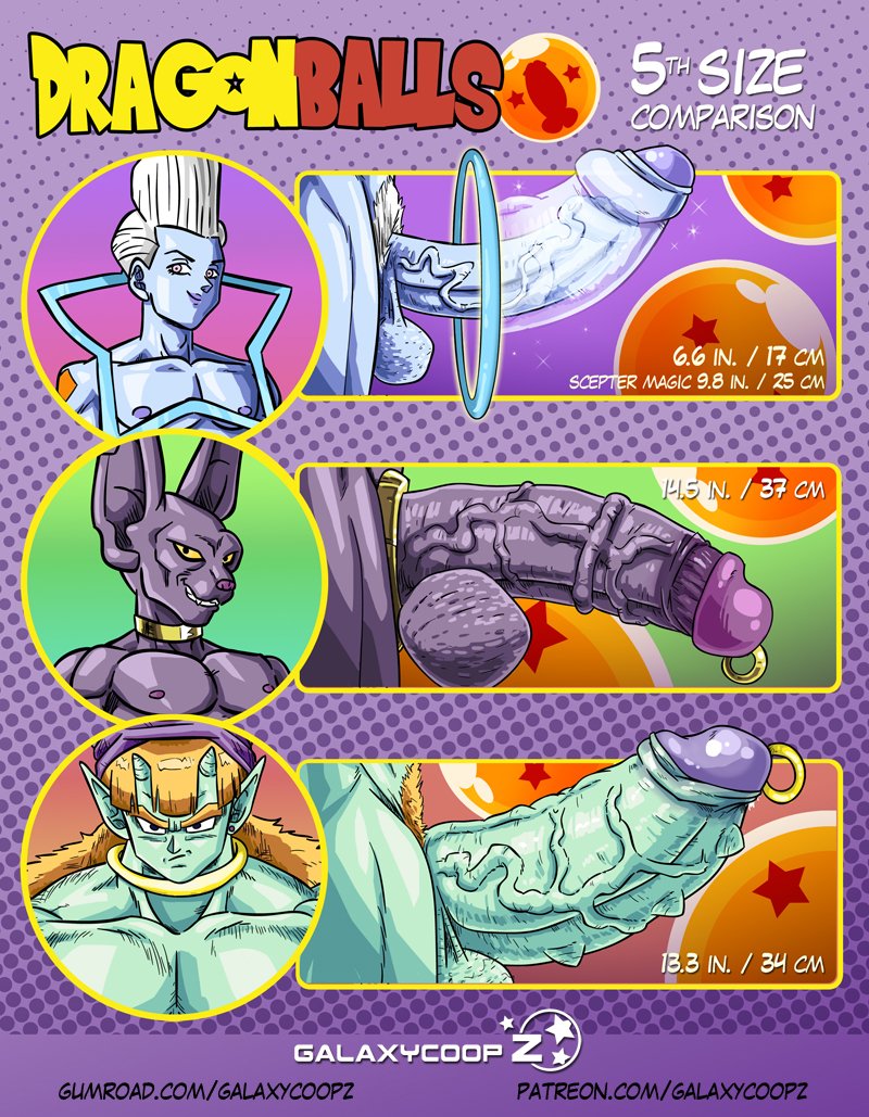 alien angel_(dragon_ball) anthro balls beerus domestic_cat dragon_ball dragon_ball_super felid feline felis galaxycoopz genital_piercing genitals group humanoid male mammal penis penis_lineup penis_piercing piercing size_difference trio vein veiny_muscles whis