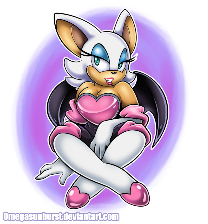 bat blue_eyes cleavage clothed clothing female lips mammal omegasunburst_(artist) rouge_the_bat solo sonic_(series)