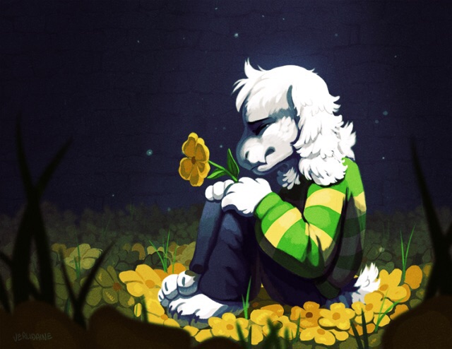 2015 3_toes anthro asriel_dreemurr caprine clothing crying flower goat male mammal plant sad solo tears toes undertale verlidaine video_games