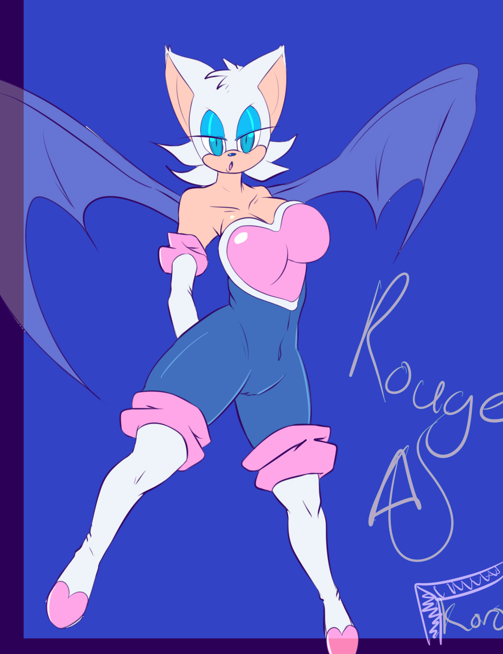 anthro breasts clothed clothing female koro_kizama legwear looking_at_viewer rouge_the_bat solo sonic_(series)