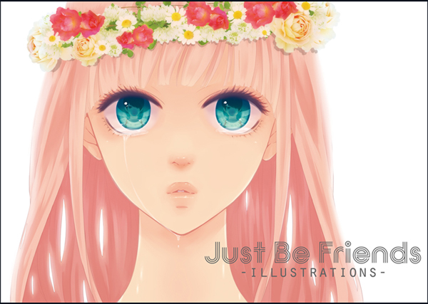 alternate_hairstyle aqua_eyes crown face flower head_wreath just_be_friends_(vocaloid) lips long_hair megurine_luka pink_hair portrait simple_background solo tears vocaloid yunomi_(yunomi_imonuy)