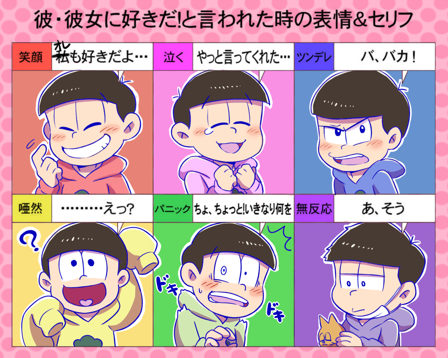 6+boys :d ? ahoge arms_up bad_id bad_pixiv_id black_hair blush brothers cat chart clenched_hand closed_eyes expressions face_mask flying_sweatdrops grin hands_on_own_chest hood hoodie looking_at_viewer looking_away male_focus mask matsuno_choromatsu matsuno_ichimatsu matsuno_juushimatsu matsuno_karamatsu matsuno_osomatsu matsuno_todomatsu multiple_boys open_mouth osomatsu-kun osomatsu-san riko_(sorube) sextuplets shocked_eyes siblings smile surprised tearing_up translated tsundere