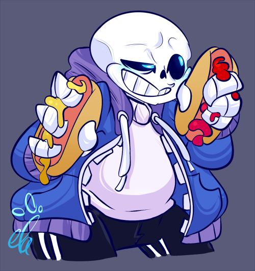 bone chubby elatedsceptre food glowing hot_dog male sans simple_background skeleton solo undertale video_games