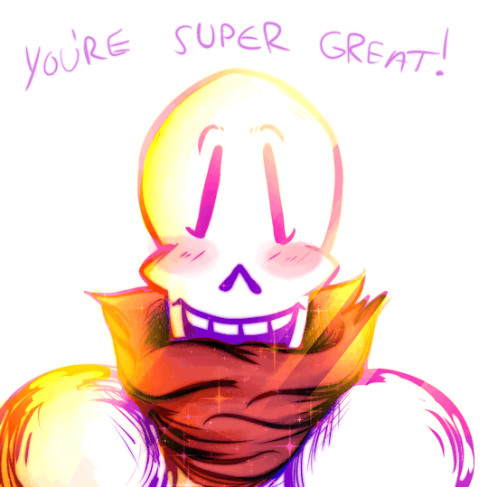 animated better_version_at_source bone cute male papyrus_(undertale) skeleton smile teeth text undertale video_games