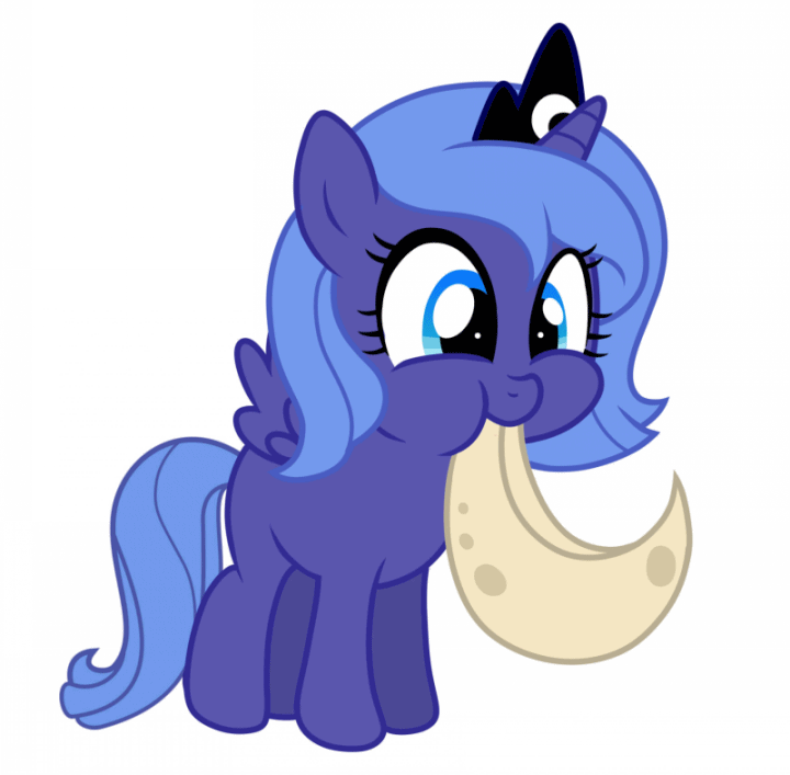 2015 animated blue_eyes blue_hair bluse crown cute eating equine female friendship_is_magic hair horn mammal moon my_little_pony princess_luna_(mlp) simple_background solo white_background winged_unicorn wings