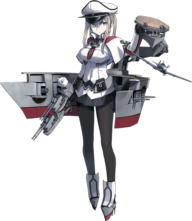 bf_109 black_legwear blue_eyes breasts capelet celtic_knot full_body gloves graf_zeppelin_(kantai_collection) hair_between_eyes hat kantai_collection large_breasts long_hair machinery miniskirt official_art pale_skin pantyhose peaked_cap pleated_skirt serious shimada_fumikane skirt solo transparent_background twintails white_capelet