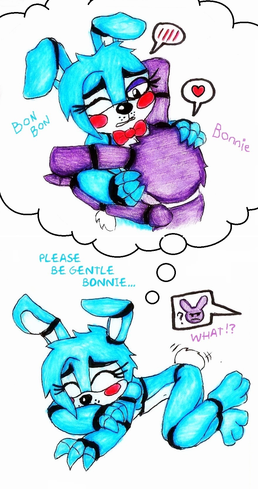 bluewolfavenger bonbon bonnie dream female five_night_at_freddy's five_nights_at_freddy's lagomorph male_and_female mammal rabbit toy_bonnie video_games