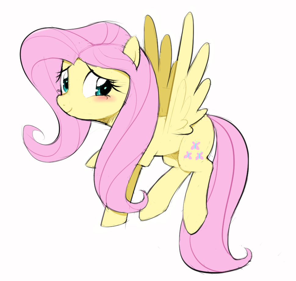 2015 30clock alternate_hairstyle blush cute cutie_mark equine female feral fluttershy_(mlp) friendship_is_magic hair mammal my_little_pony pegasus pink_hair simple_background smile solo white_background wings
