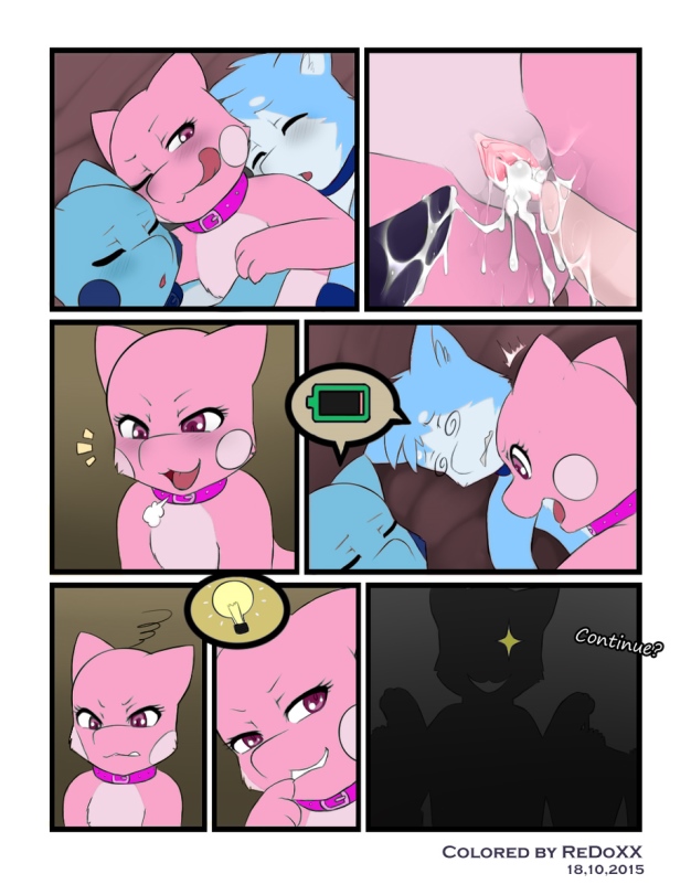 ... 2015 blue_fur collar colorized comic cum cum_in_pussy cum_inside darkmirage fellatio fur group nintendo nude oral penis pink_fur pok&eacute;mon pussy redoxx sex sis's_gamble video_games