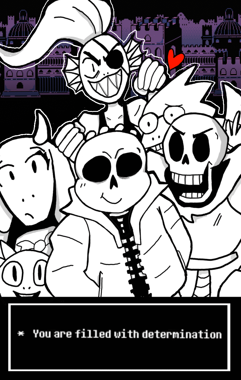 alphys animated animated_skeleton bone clothing english_text gaster_blaster hoodie looking_at_viewer monster_kid papyrus sans_(undertale) skeleton text toriel undead undertale undyne video_games