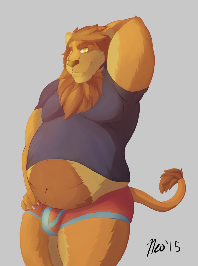 chub clothing feline lion male mammal neokandra slightly_chubby stormyhusky underwear