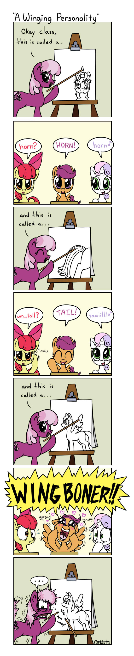 &lt;3 apple_bloom_(mlp) cheerilee_(mlp) class classroom comic cub cutie_mark_crusaders_(mlp) earth_pony equine female feral friendship_is_magic furnut hi_res horn horse humor mammal my_little_pony pegasus pony scootaloo_(mlp) shocked sweetie_belle_(mlp) tagging_guidelines_illustrated teacher teaching unicorn wing_boner wings young