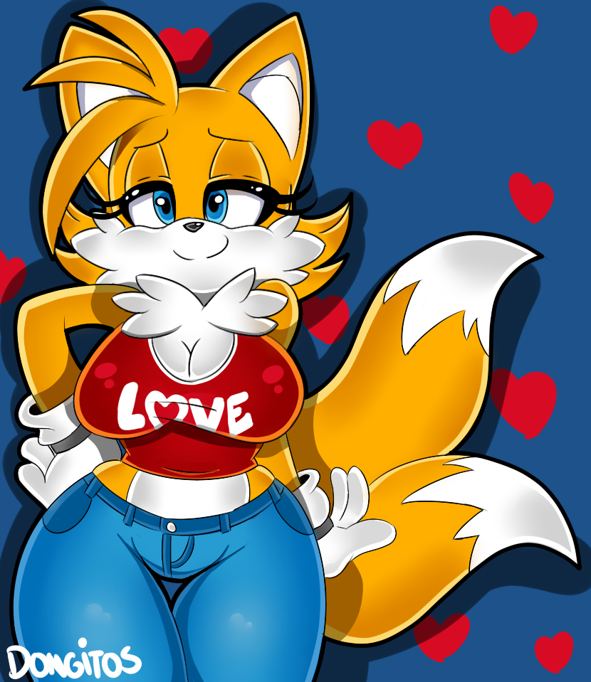 breasts clothing dongitos gloves jeans pants sonic_(series) tails_prower video_games wide_hips