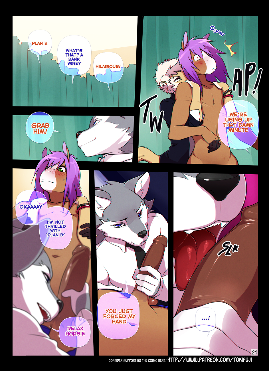 anthro balls canine close-up clothed clothing comic deckland_(tokifuji) english_text equine erection fangs first_person_view gavin_(tokifuji) group group_sex half-closed_eyes handjob horse humanoid_penis licking looking_at_viewer male male/male mammal mustelid nude open_mouth oral penis penis_lick reggie_(tokifuji) saliva sex smile teeth text threesome tokifuji tongue tongue_out weasel wolf