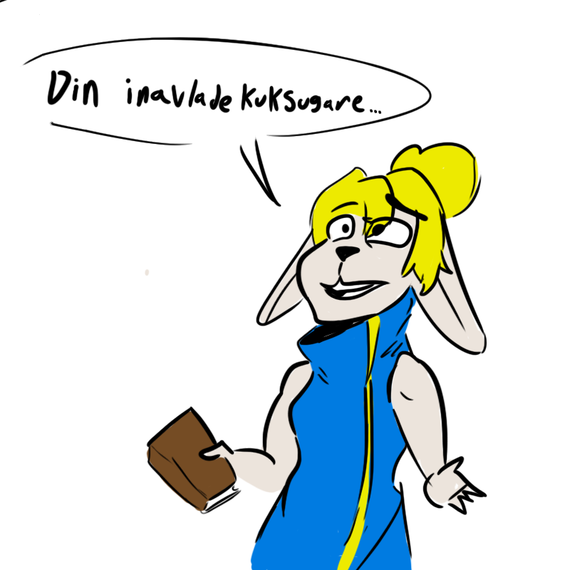 2016 anthro blonde_hair book digital_media_(artwork) fur hair lagomorph liten_(character) mammal rabbit simple_background sketch solo swearing sweden swedish swedish_flag swedish_text tagme text trinket_(artist) white_background white_fur