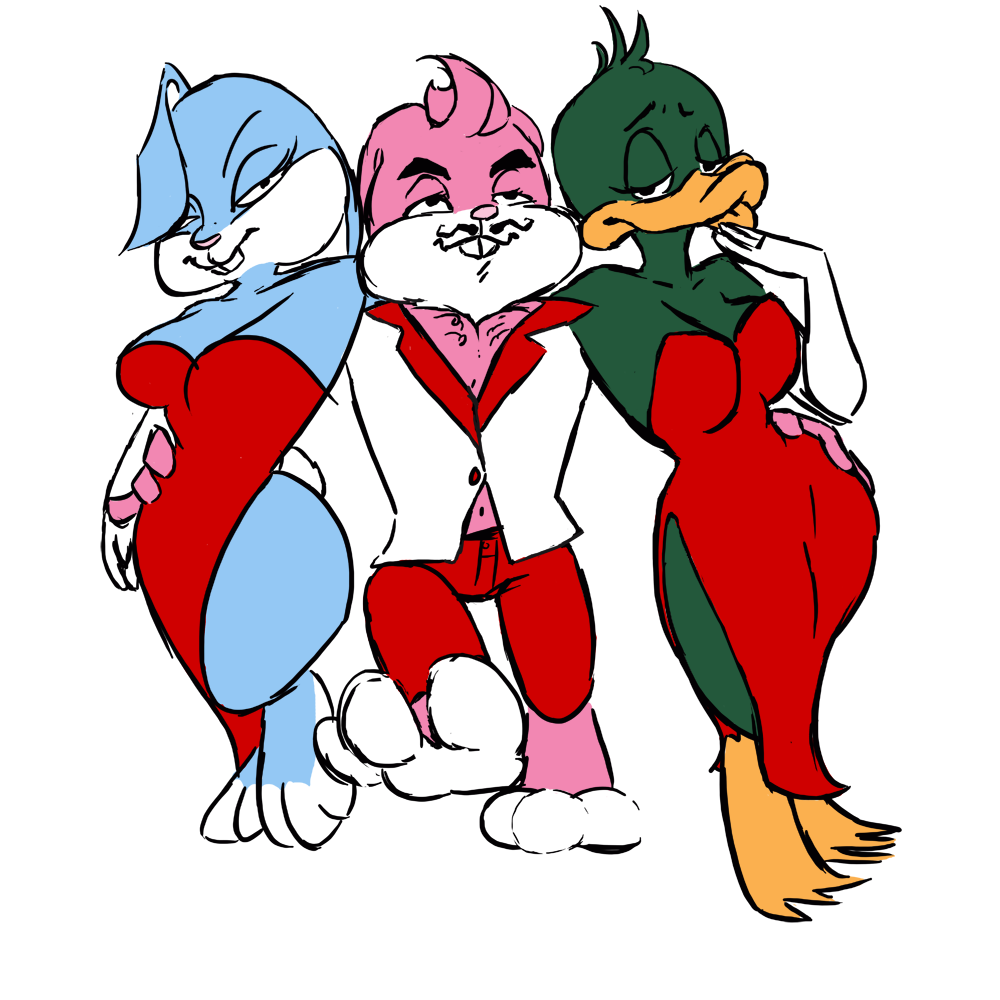 babs_bunny buster_bunny crossdressing crossgender girly plucky_duck tiny_toon_adventures warner_brothers