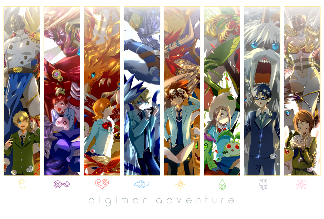 5boys agumon angel_wings angemon angewomon armor atlurkabuterimon bird birdramon blonde_hair blue_eyes botamon brown_eyes brown_hair bubbmon claws crest digimoji digimon digimon_adventure digimon_adventure_tri. digivice egg feathers fire flower full_moon gabumon garudamon garurumon goggles gomamon green_eyes greymon hat heraklekabuterimon holy_ring holyangemon holydramon horns hououmon ikkakumon ishida_yamato izumi_koushirou kabuterimon koromon lillymon long_hair metalgarurumon metalgreymon mochimon moon multiple_boys multiple_girls nyaromon nyokimon odaiba_middle_school_uniform palmon patamon pitchmon piyomon plotmon poyomon pukamon punimon red_eyes rose rosemon school_uniform seraphimon short_hair smile staff tachikawa_mimi tailmon takaishi_takeru takenouchi_sora tanemon tentomon togemon tokomon tsukishima_general_high_school_uniform tsunomon vikemon wargreymon weregarurumon whistle wings winni yagami_hikari yagami_taichi yokomon yukimibotamon yuramon zudomon