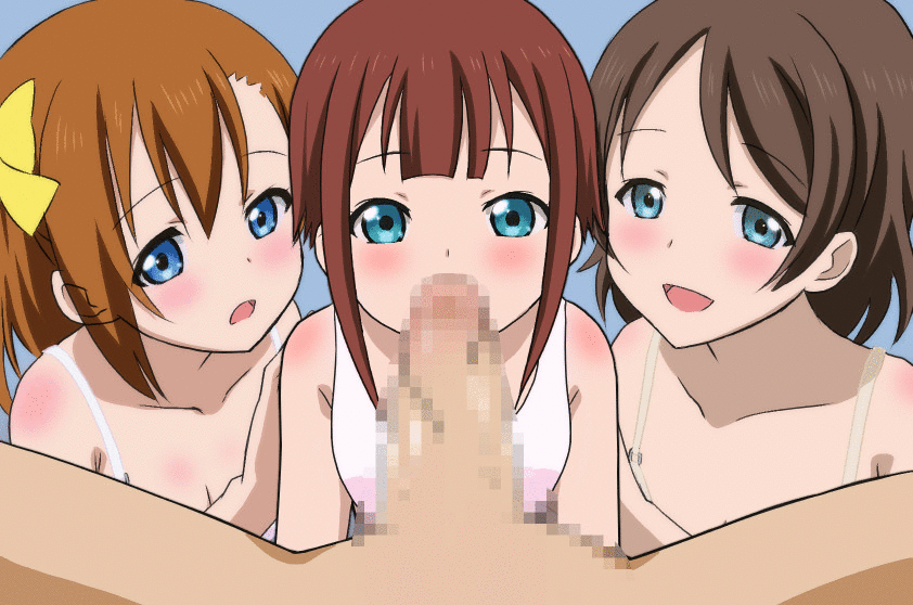 3girls animated animated_gif aqua_eyes audience blue_eyes bra censored deepthroat fellatio kousaka_honoka kousaka_honoka's_mother kousaka_honoka's_mother kousaka_yukiho looking_at_viewer love_live!_school_idol_project milf mother_and_daughter multiple_girls open_mouth oral penis pov siblings side_ponytail simple_background sinamo_laurel sisters smile sports_bra underwear watching