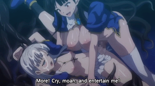 2girls animated animated_gif black_hair bouncing_breasts breasts censored cross cum facial femdom futa_with_female futanari large_breasts long_hair mosaic_censoring multiple_girls nipples pandra pink_pineapple pussy_juice rape reily_(kuro)_black sex shirley_(shiro)_white silver_hair skirt small_breasts subtitled tentacle thighhighs vaginal