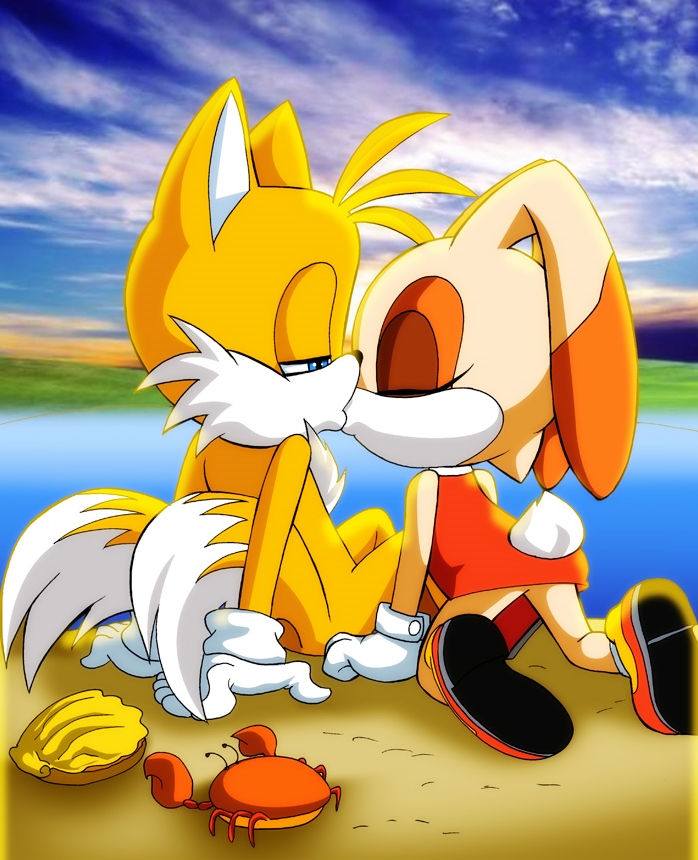 1boy 1girl bbmbbf cream_the_rabbit furry kiss kissing miles_prower miles_tails_prower sega sonic_team sonic_the_hedgehog upskirt